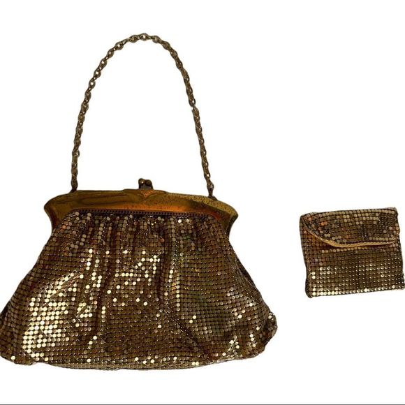 Antique Vintage Whiting & David Antique Gold Mesh Bag with Change Purse - Picture 3 of 16